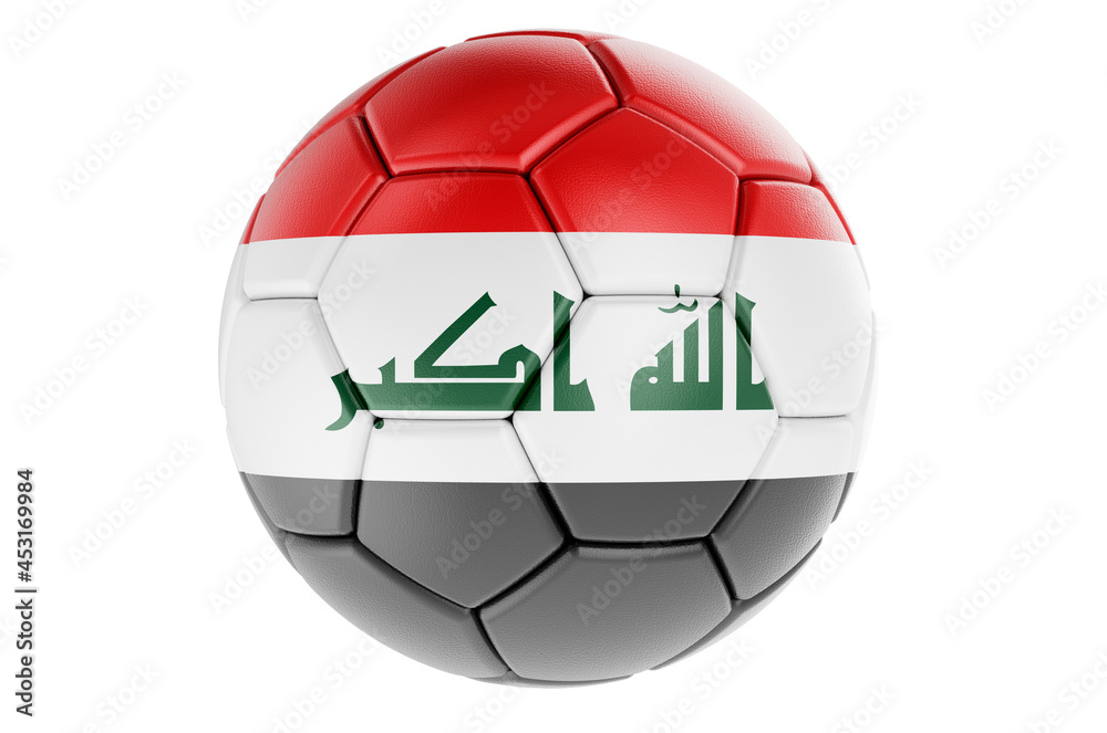 Wall mural soccer ball or football ball with iraqi flag, 3d rendering