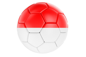 Soccer ball or football ball with Indonesian flag, 3D rendering