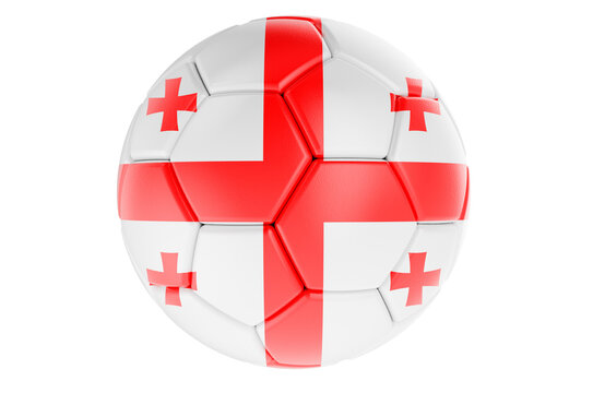 Soccer Ball Or Football Ball With Georgian Flag, 3D Rendering