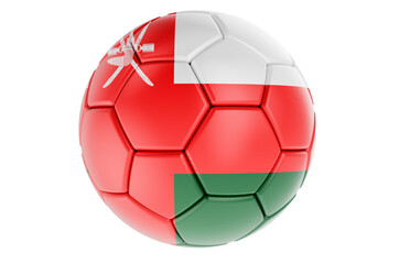 Fototapeta premium Soccer ball or football ball with Omani flag, 3D rendering