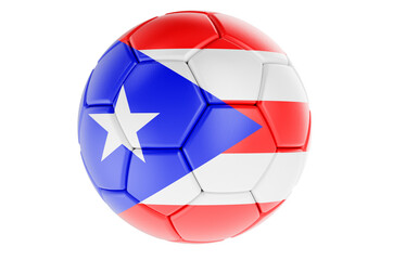 Soccer ball or football ball with Puerto Rican flag, 3D rendering