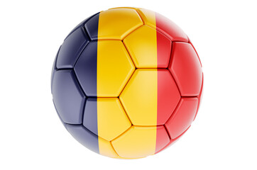 Obraz premium Soccer ball or football ball with Romanian flag, 3D rendering