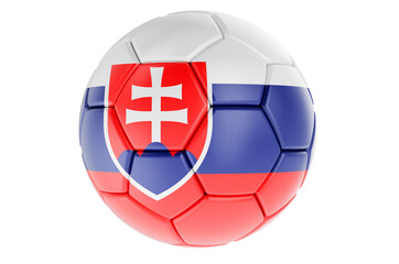 Soccer ball or football ball with Slovak flag, 3D rendering
