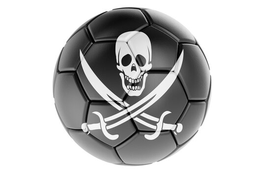 Illustrazione Stock Soccer ball or football ball with pirate flag, 3D rendering | Adobe Stock