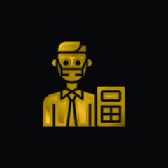Accountant gold plated metalic icon or logo vector