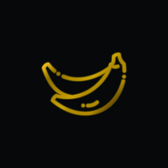 Fototapeta na wymiar Banana gold plated metalic icon or logo vector