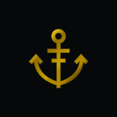 Anchor gold plated metalic icon or logo vector