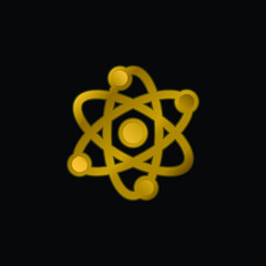 Atoms gold plated metalic icon or logo vector