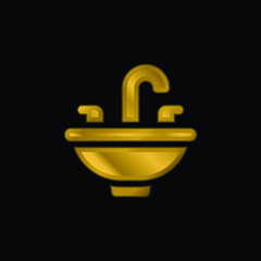 Basin gold plated metalic icon or logo vector