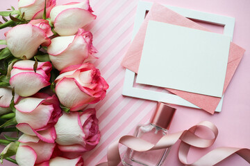 greeting card design. beautiful bouquet of flowers and space for text. invitation. congratulation