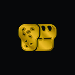 Bread gold plated metalic icon or logo vector