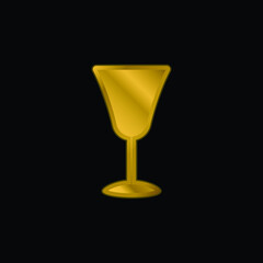 Big Goblet gold plated metalic icon or logo vector