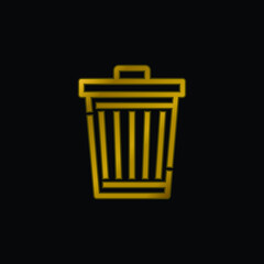 Bin gold plated metalic icon or logo vector