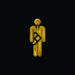 Birthday gold plated metalic icon or logo vector