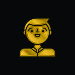 Boy gold plated metalic icon or logo vector