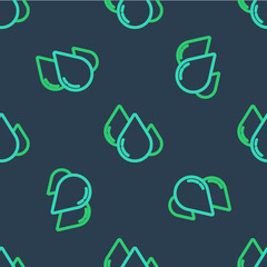 Line Water drop icon isolated seamless pattern on blue background. Vector