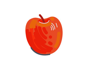 Red apple hand drawn. Fresh fruit icon drawing isolated vector illustration