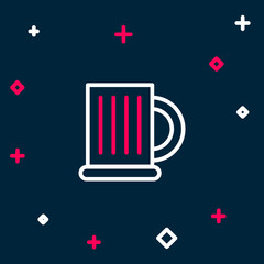 Line Wooden beer mug icon isolated on blue background. Colorful outline concept. Vector