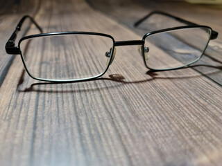 In the Close-up glasses. Frame close-up. Optical device.