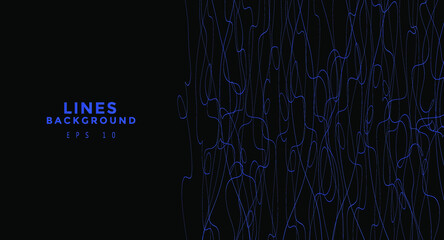 Blue chaotic lines background. Hand drawn lines. Tangled chaotic pattern. Vector illustration.