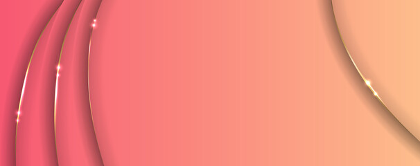 Modern abstract gradient pink vector background. Elegant concept design with golden lines and light.