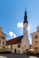 the old town of Tallinn with a historic church