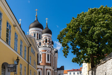 the old town of Tallinn with a historic church