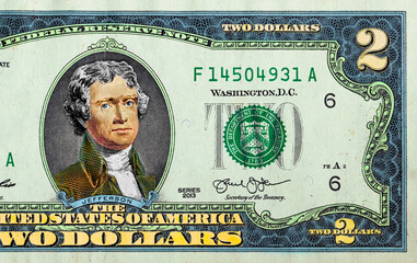Obverse of 2 US dollar banknote