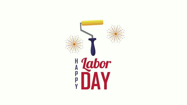 usa labor day lettering with paint roller