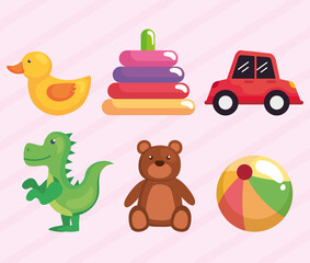 six kids toys icons