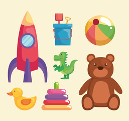 seven kids toys icons