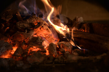 red coals in the fire