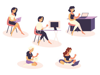 freelancers women using laptop