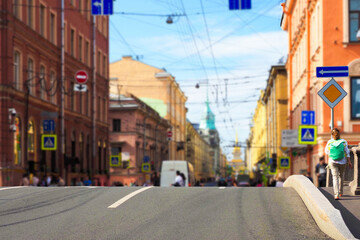 Gorokhovaya street in St. Petersburg, Russia. Perspective on Gorokhovaya street in the city center