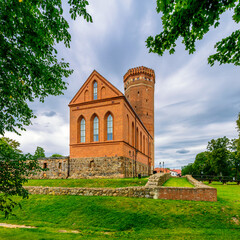 Teutonic castle tower in Czluchow, Pomerania, Poland - Old stronghold built of brick