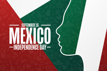 Happy Mexico Independence Day. September 16. Holiday concept. Template for background, banner, card, poster with text inscription. Vector EPS10 illustration.