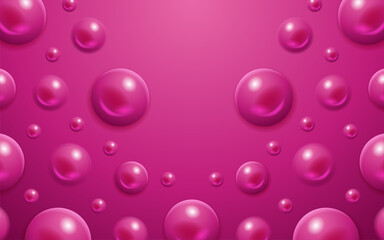 Realistic sphere geometric purple design elements circle bubble pattern with 3d pink ball beautiful background for poster, banner, placard
