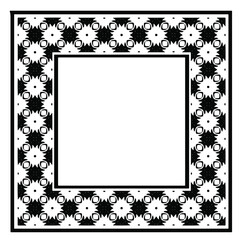 Black and white rectangle frame with linear border ornament, vector certificate template, decorative design element in retro style.