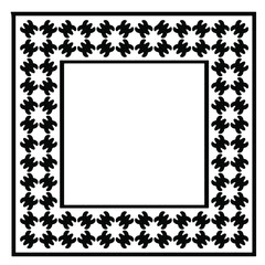 Black and white rectangle frame with linear border ornament, vector certificate template, decorative design element in retro style.