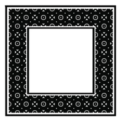 Black and white rectangle frame with linear border ornament, vector certificate template, decorative design element in retro style.