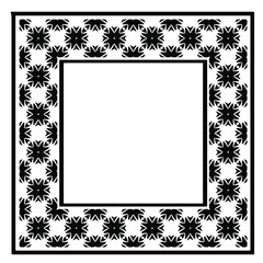 Black and white rectangle frame with linear border ornament, vector certificate template, decorative design element in retro style.