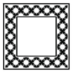 Black and white rectangle frame with linear border ornament, vector certificate template, decorative design element in retro style.