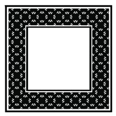 Obraz premium Black and white rectangle frame with linear border ornament, vector certificate template, decorative design element in retro style.