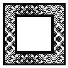 Black and white rectangle frame with linear border ornament, vector certificate template, decorative design element in retro style.