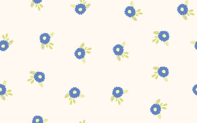 Seamless floral pattern based on traditional folk art ornaments. Colorful flowers on light background. Scandinavian style. Sweden nordic style. Vector illustration. Simple minimalistic pattern