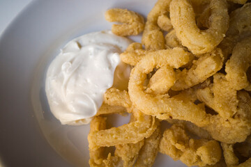 Fritura de calamares a la romana con ali oli
