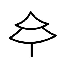 Black and white template fir tree icon. Vector symbol sign isolated on white background. Trees flat line icons set. Plants, landscape design. Business idea concept