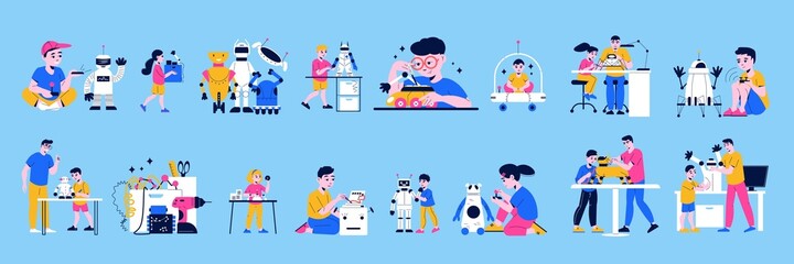 Children Programming Robots Color Set