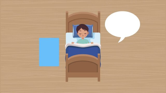little boy sleeping in bed animation
