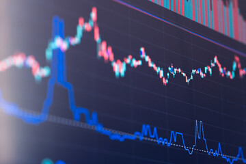 Financial stock market graph. Stock Exchange. Selective focus.